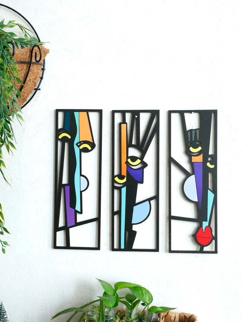 Aurevo Wanddeko Holz | Abstraktes Gesicht | Moderne Wandkunst | Für Wohnzimmer, Schlafzimmer & Büro