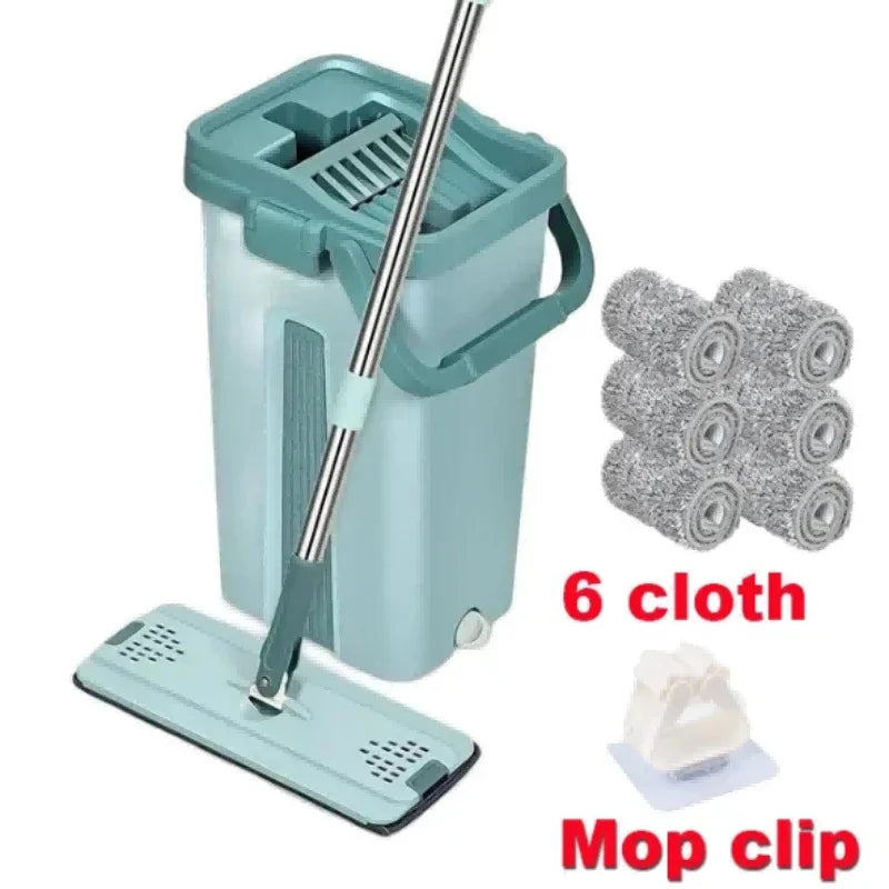 Wischmopp CleanGlide | Handsfree Auswringsystem | 360° Drehkopf | Für Nass- & Trockenreinigung
