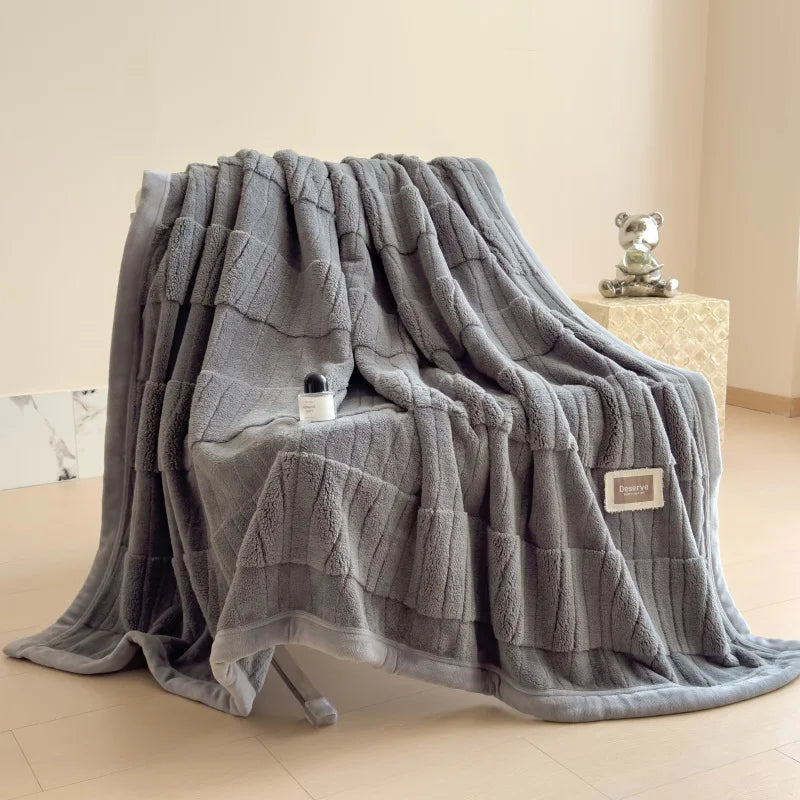 Veluvina Jacquard-Decke | Doppelseitige Yunxi-Velours Kuscheldecke | Hochwertige Winterdecke aus Coral Fleece | Warm, Weich & Luxuriös für Sofa & Bett