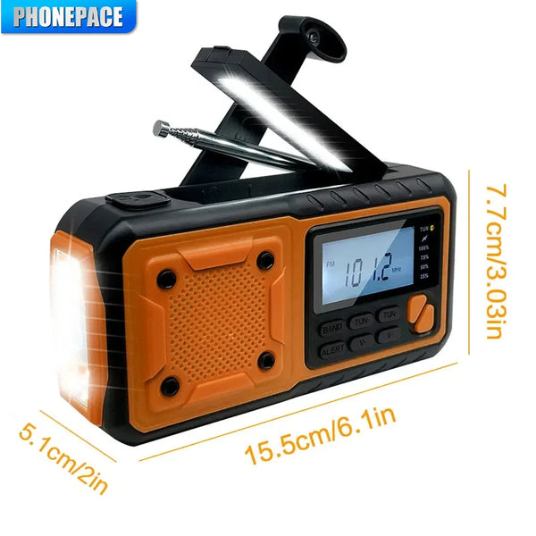 Notfallradio ResQWave Solar 4000 | 4-in-1 Stromversorgung | 4000 mAh Akku, Solar, Handkurbel & USB-C | SOS-Alarm, LED-Licht & Powerbank