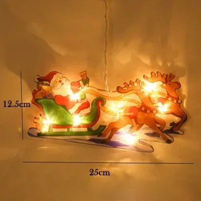 LumiFest LED Weihnachtsdeko | Schneemann & Weihnachtsmann | Leuchtende Fensterdekoration | Warmweißes Licht