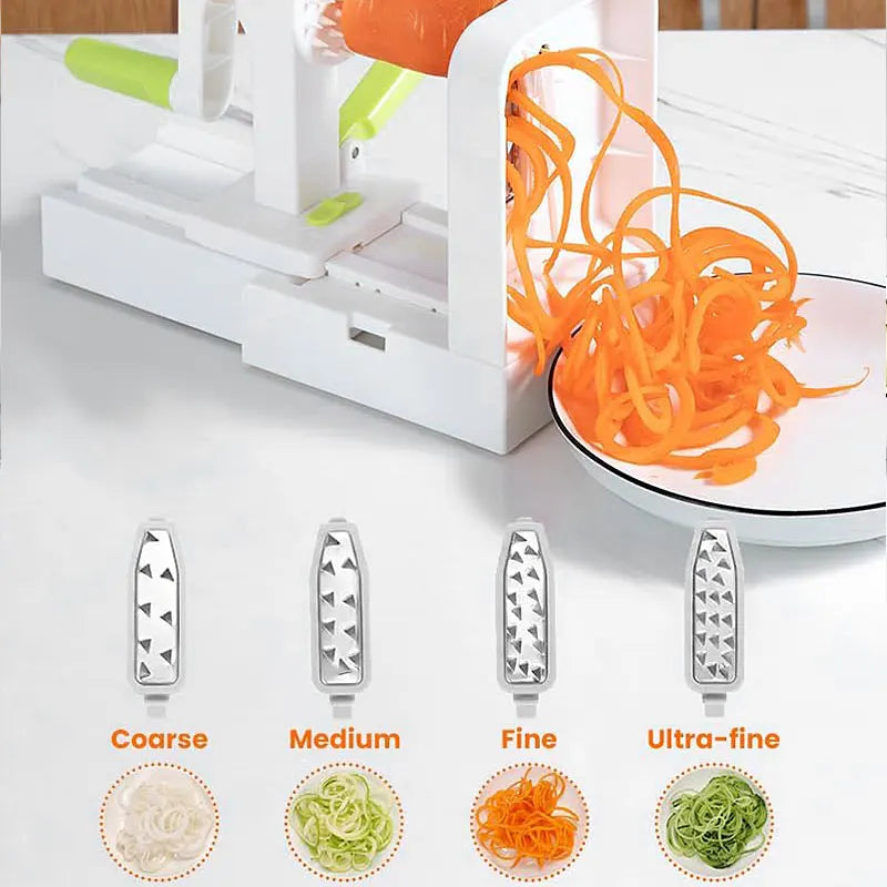 SpiraChef Gemüsespiralschneider | 5-in-1 Spiralschneider & Hobel | Mit Saugfuß & Klappdesign | Für Zoodles, Gemüse & Obst