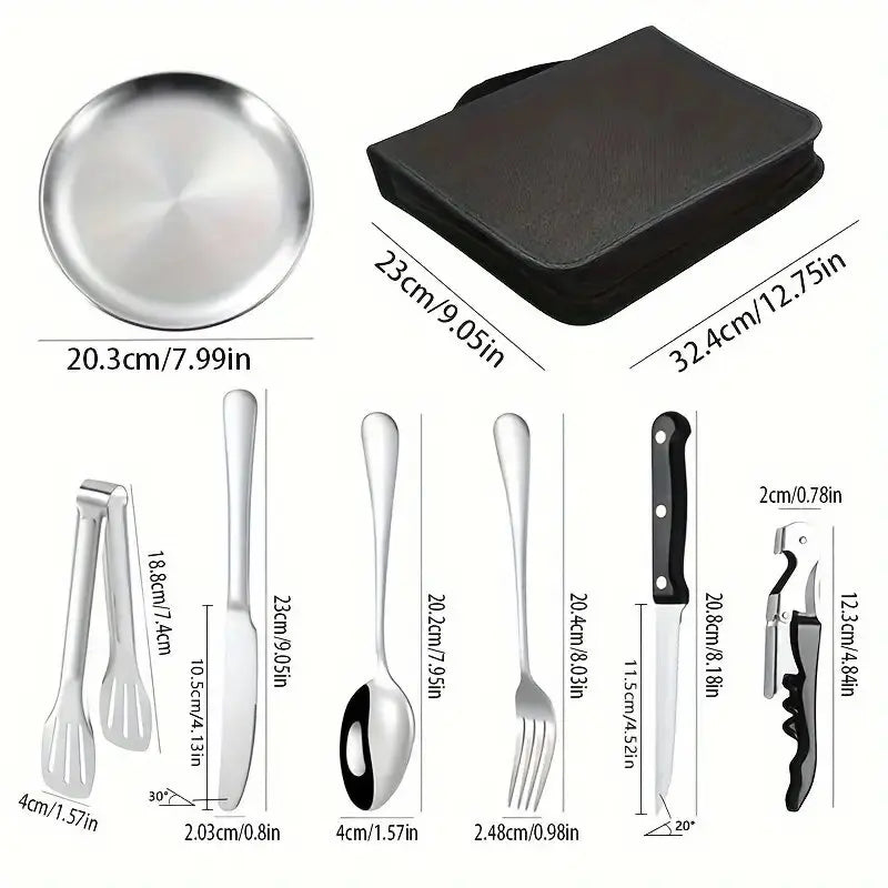 Camping Besteckset Silviora Gear | 10/20-teilig | Edelstahl | Für Outdoor, Picknick & Reisen