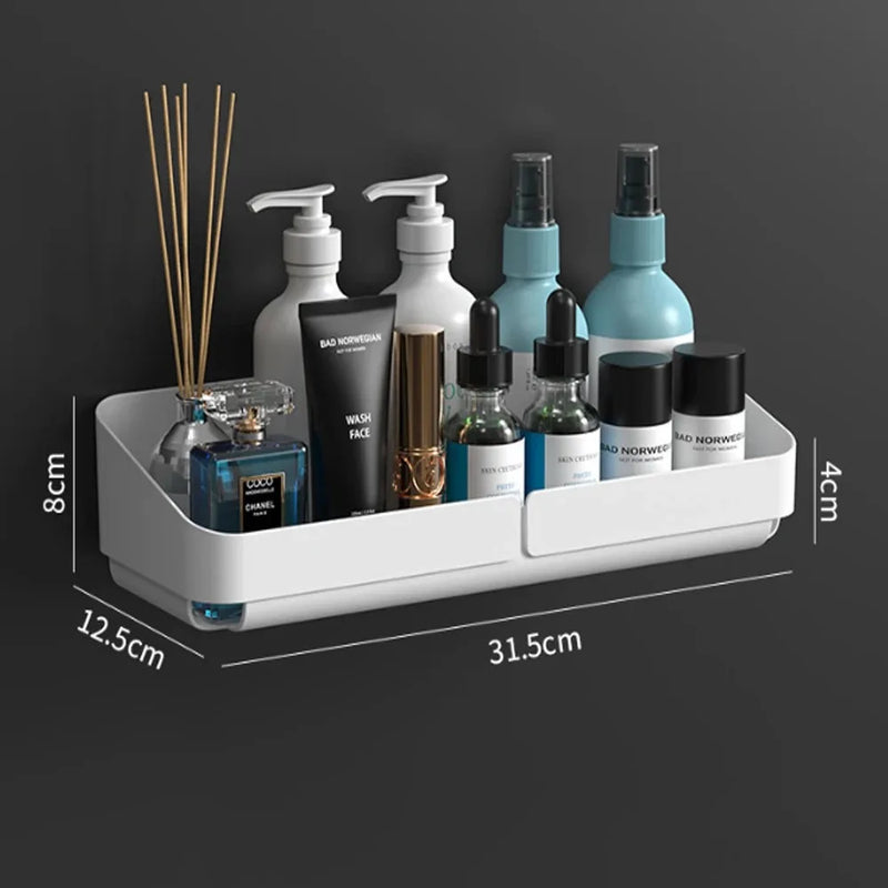 Wandregal EasyMount | Bad- & Küchenregal ohne Bohren | Aufbewahrung für Kosmetik, Shampoo & Gewürze