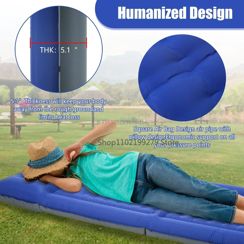 TrekBreeze Camping Isomatte Selbstaufblasend | 12 cm Dick | Mit Fußpumpe & Verbindbar | Ultraleicht & Wasserdicht