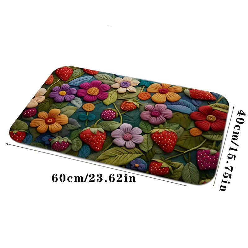 Florina 3D-Blumen Fußmatte | Kaschmirweiche Oberfläche | Rutschfest & Pflegeleicht | Für Bad & Eingang