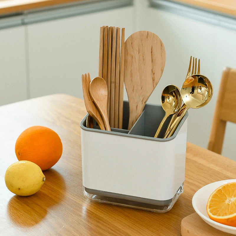 EcoDrain Organizer Multifunktionaler Besteckhalter mit Abtropffunktion | Küchen-Organizer für Löffel, Gabeln & Stäbchen | 12 × 8 × 14 cm