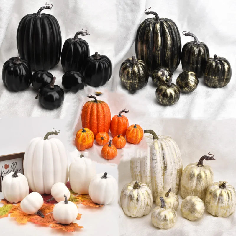 Dekokürbisse PumpkinCharm | 7-teiliges Set | Herbst- & Halloween-Deko | Leicht & Wiederverwendbar