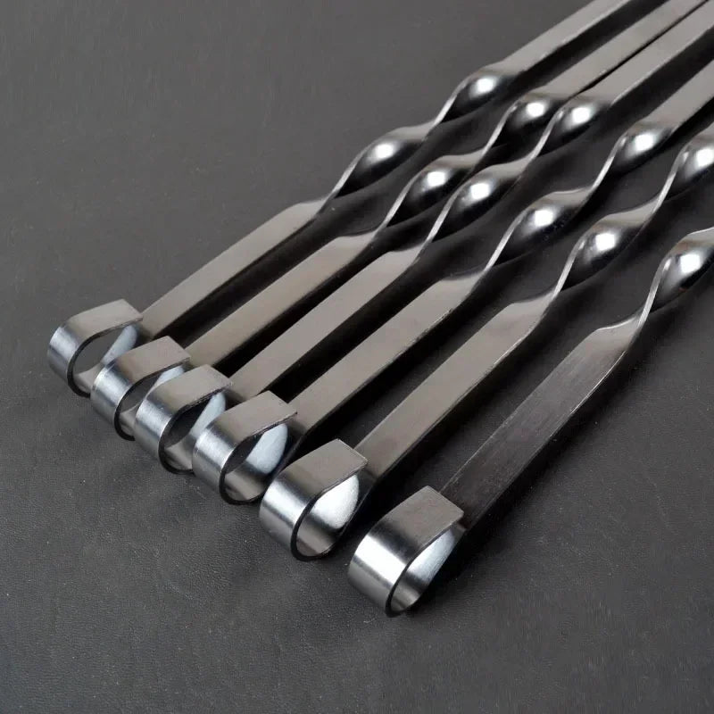 GrillSpear Grillspieße 55 cm | Set aus 6 | Edelstahl mit Buchenholzgriff | Extra Lang & Hitzebeständig