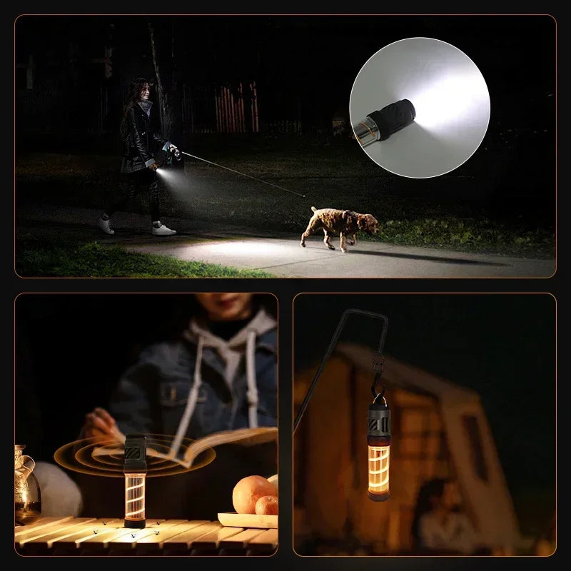 LumiGuard Trek+ Campinglampe mit Mückenschutz | Wiederaufladbar, LED-Taschenlampe & Stativ | 5 Lichtmodi & Powerbank-Funktion – IP44