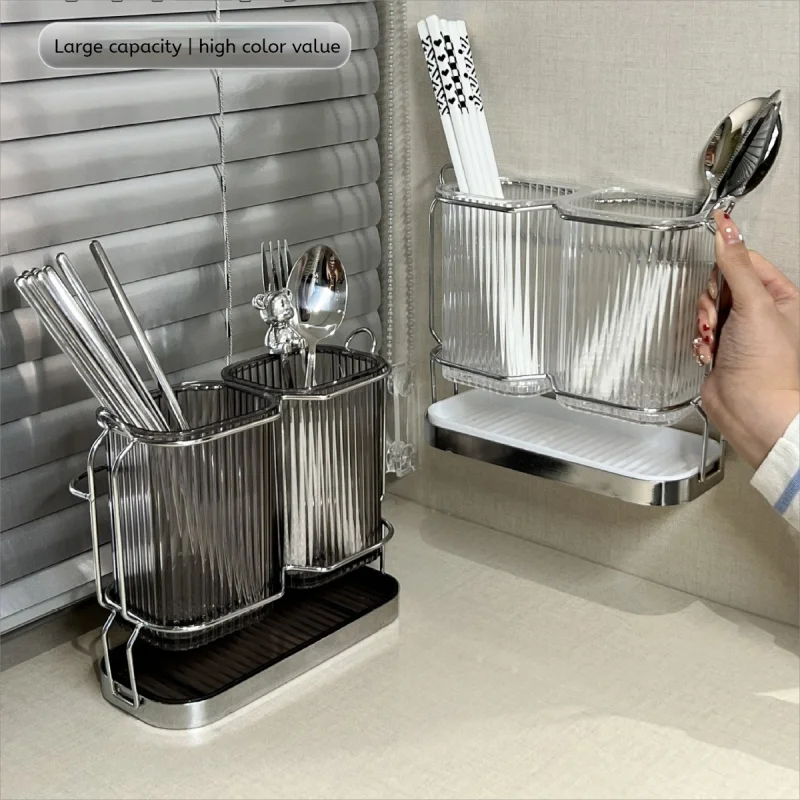 Besteckhalter LuxDry | Wand- & Standmontage | Doppelfach für hygienische Aufbewahrung | Rostfrei & abnehmbar