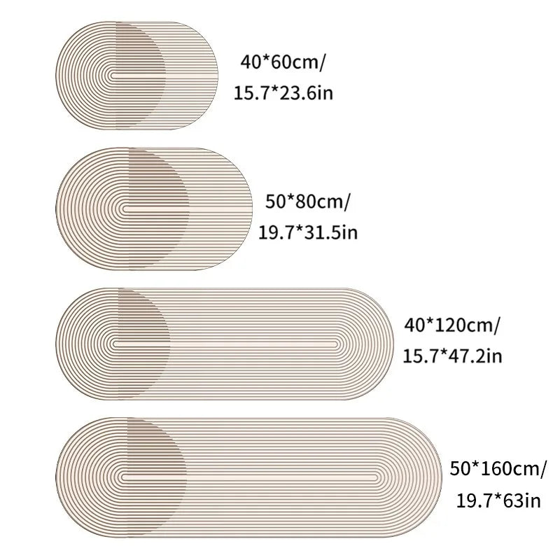 Pureterra | Küchenmatte Super-Absorbierend | Rutschfest & Waschbar | Diatomit-Design | Oval & Langform | Komfort Teppich für Küche & Bad