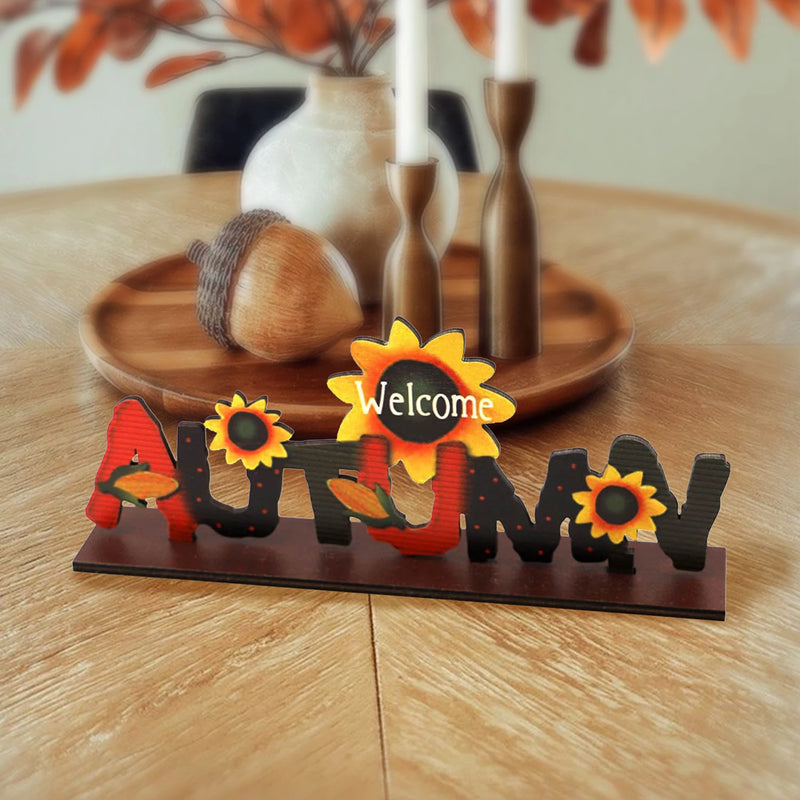 Holzdeko AutumnCharm | Stehendes Erntedank-Dekoelement | Herbstliche Wohn- & Tischdekoration