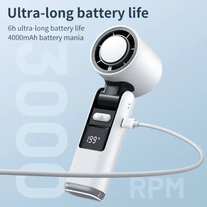 Mini-Ventilator FrostaBreeze 199 | Tragbar & Halsventilator | 199 Windstufen, LED-Display & Kaltluft-Modus | 4000 mAh Akku