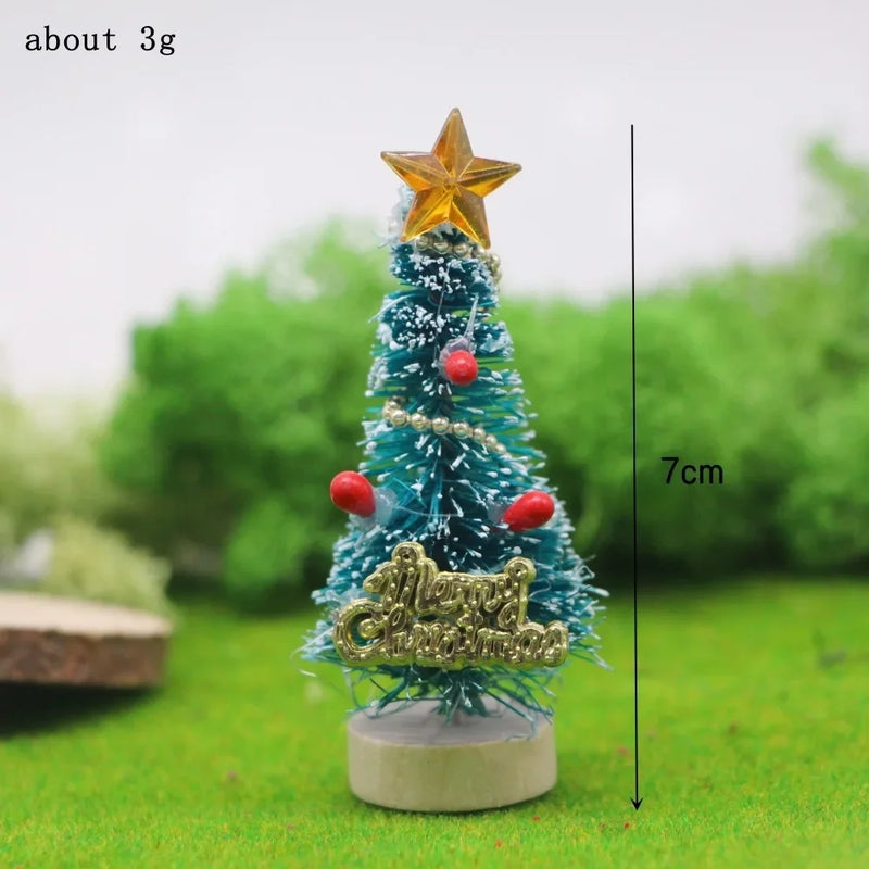Evervane | Mini Weihnachtsbaum | Dekorierte Zeder & Kiefer auf Sisalbasis | Mit Perlen & Stern | Tischdekoration & Miniatur-Figur 4,5–13 cm