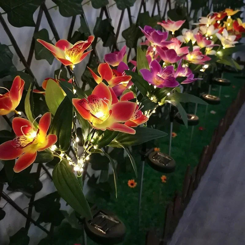 Florysol OrchidLight Solar Orchideen-Gartenleuchte | LED-Landschaftslicht | Wasserdicht & Dekorativ | Für Garten, Weg & Balkon
