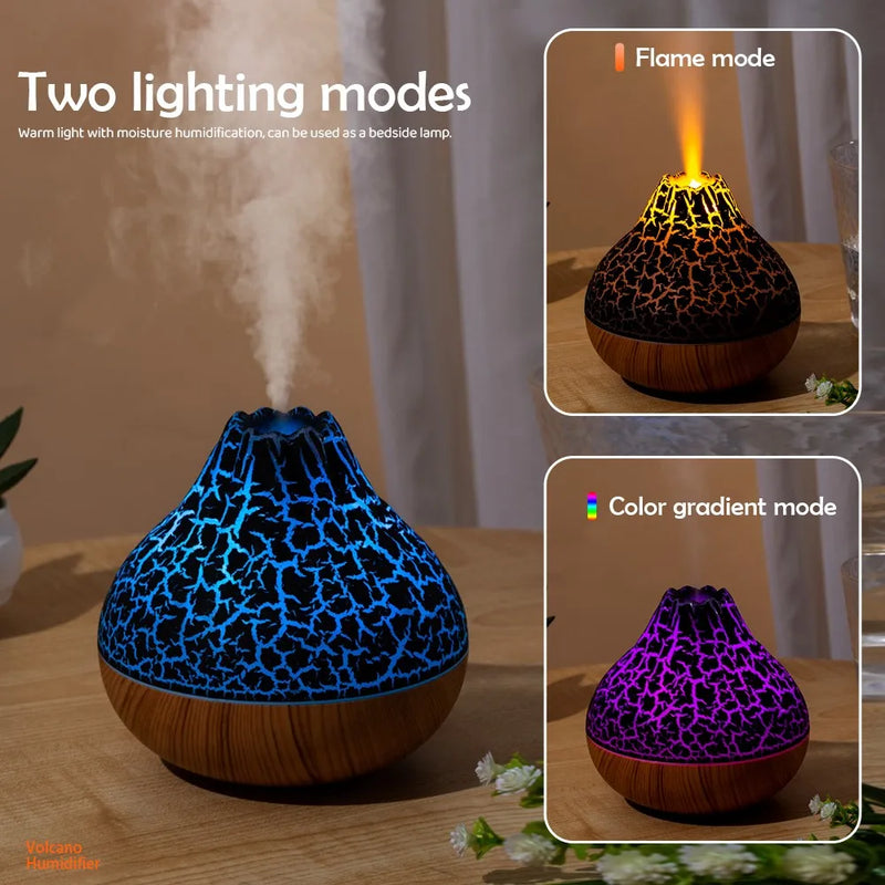 Vulkan Luftbefeuchter | 300 ml | Aroma-Diffuser mit 7 Farben | USB & Leiser Betrieb