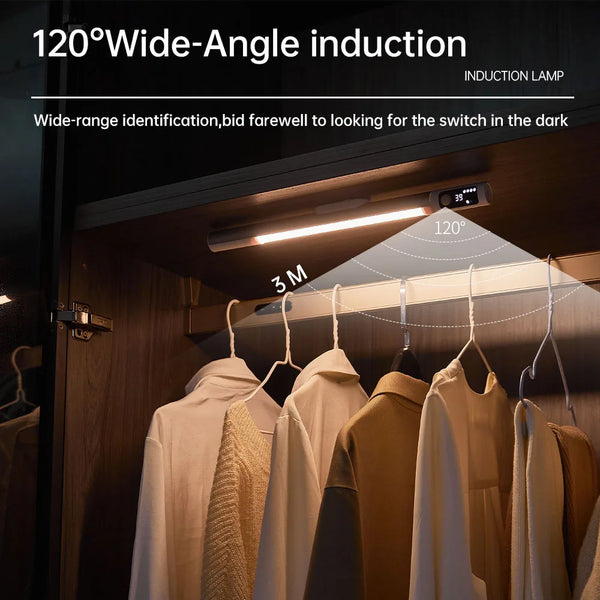LUMOTION Sensor-LED-Licht | Wiederaufladbar & Mit Digitalanzeige | 3 Lichtfarben | Für Küche, Schreibtisch & Schrankbeleuchtung