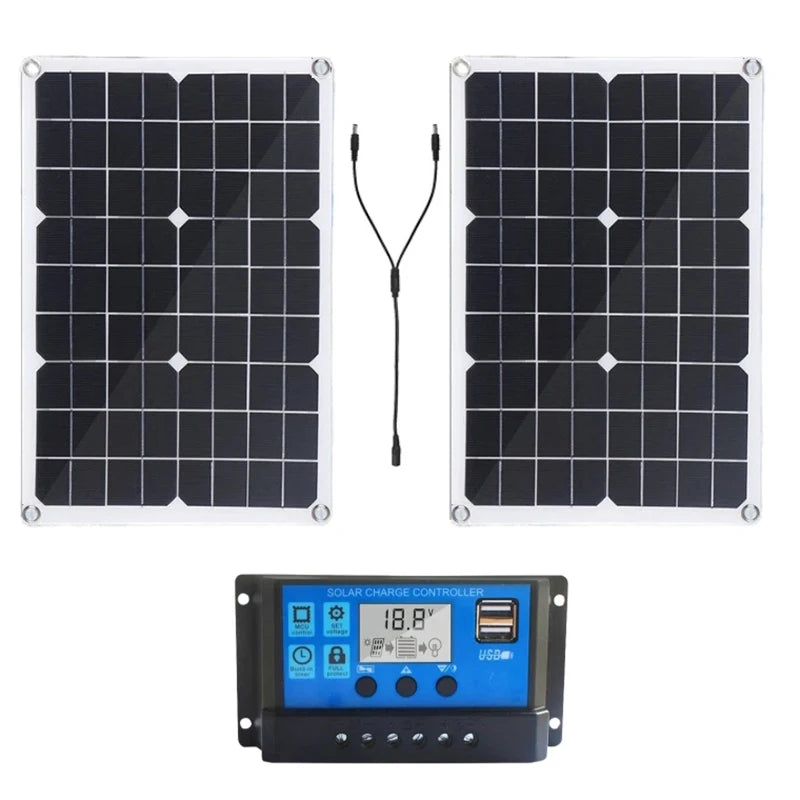 SolaVibe Solarpanel 1200W | Flexibles 12V Ladepanel | 2x USB & 100A Laderegler | Outdoor Camping