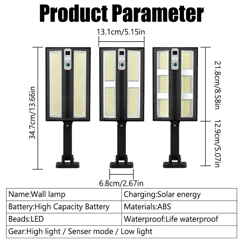 Solarex ProMotion 55 Solar-Wandleuchte mit Bewegungsmelder | 55 LEDs | IP65 Wasserdicht | Mit Fernbedienung & 3 Modi | 320° Abstrahlwinkel