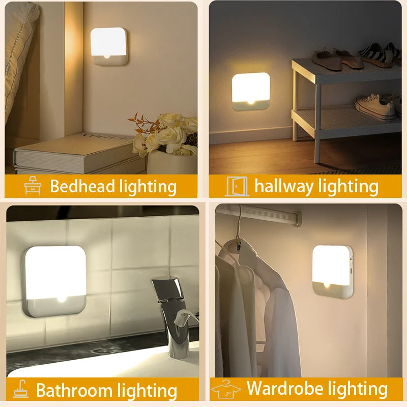 LED-Bewegungssensor-Lampe LumoSquare | USB-C Wiederaufladbar | Warm- & Kaltweiß | Magnetische Nachtlampe für Schlafzimmer, Küche & Flur