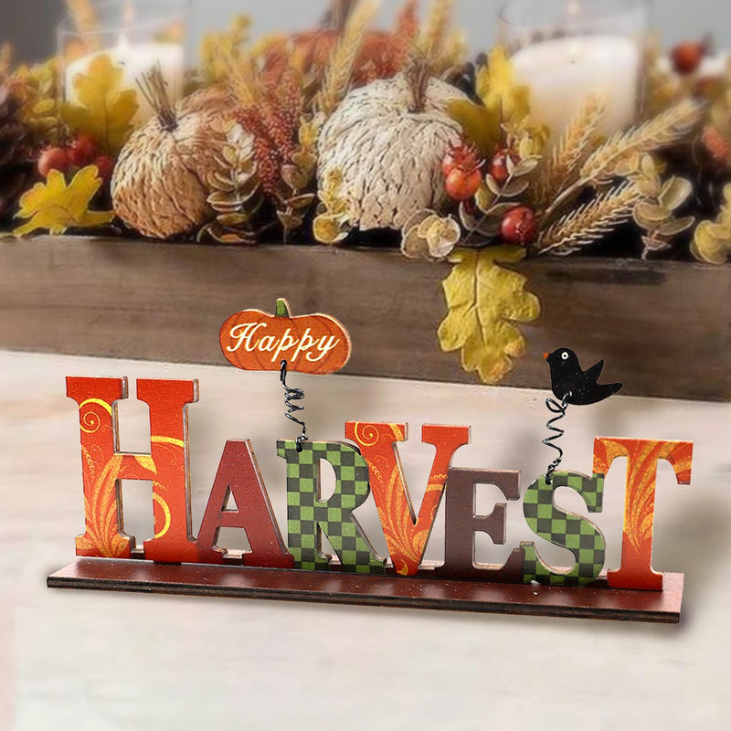 Holzdeko AutumnCharm | Stehendes Erntedank-Dekoelement | Herbstliche Wohn- & Tischdekoration