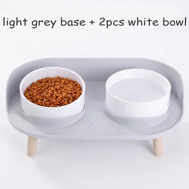 Mialuna Futternapf Doppelset für Katzen & Hunde | Höhenverstellbar & Ergonomisch | Auslaufsicher | ABS Kunststoff