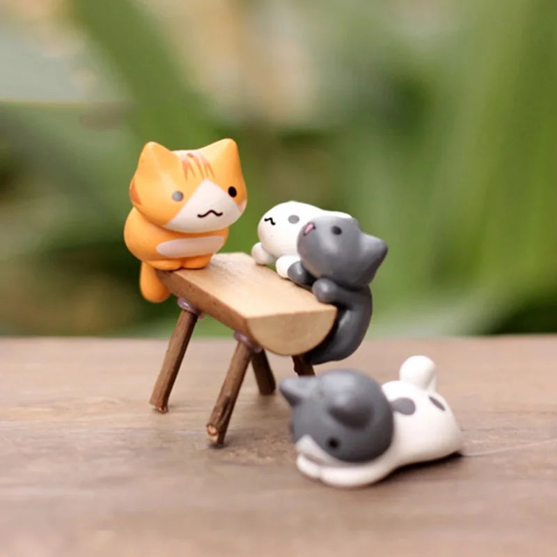 Manekami DekoSet Miniatur Glückskatze Deko-Set | 6-teilig | Resin-Figuren 3–5 cm | Für Bonsai, Feengarten & DIY-Deko