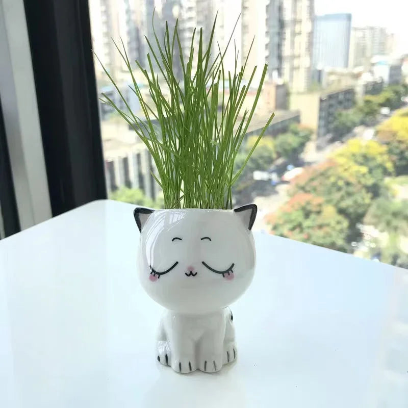 Keramik-Blumentopf MINIKATZ | Süßer Katzen-Deko-Topf | Mini Pflanztopf für Schreibtisch & DIY