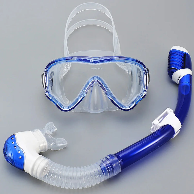 AquaJuni Kinder Tauchmaske mit Schnorchel | Anti-Beschlag & Auslaufsicher | Gehärtetes Glas & Silikon | Für Jungen & Mädchen 7–15 Jahre