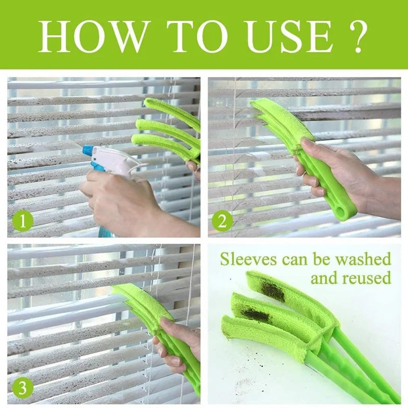 Cleaniva Flex Mikrofaser-Jalousienreiniger mit 3-Klingen-System | Fenster-, Lüftungs- & Lamellenbürste für Auto, Haushalt & Klimaanlage – 21×2,2 cm