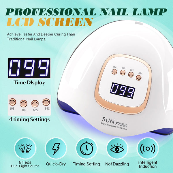 UV-LED Nagellampe NailRadiant Pro 81 | 81 LEDs | 4 Timer-Modi | Smart Sensor & Painless-Technologie | Für UV & LED Gel