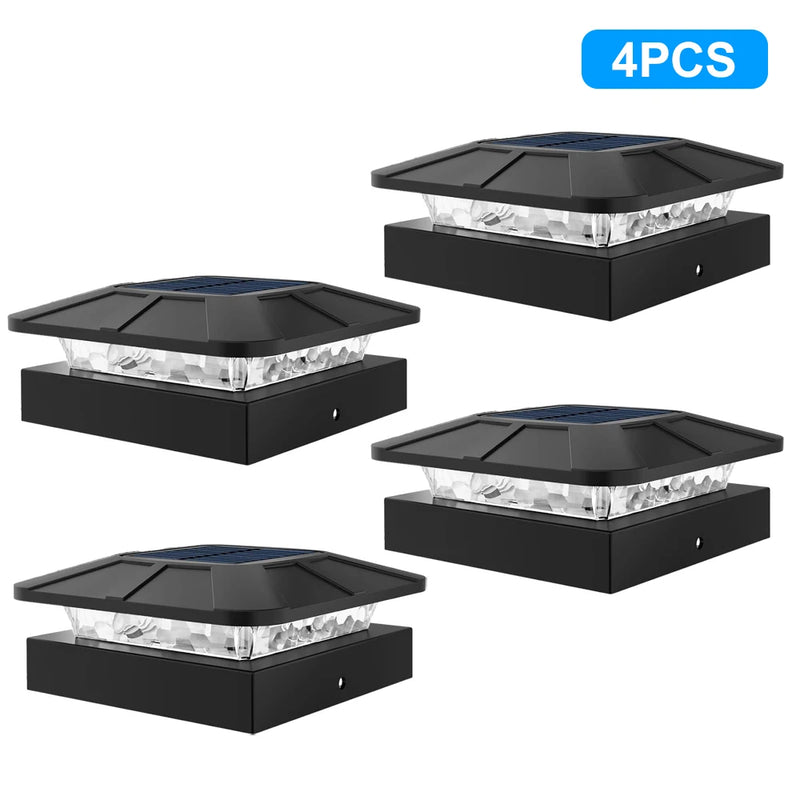 LumiCap Solar-Pfostenkappen-Licht 10 × 10 cm | 3‑Farben LED mit 2 Helligkeitsstufen | IP65 Solar-Zaunleuchte fürs Garten-Holzpfosten