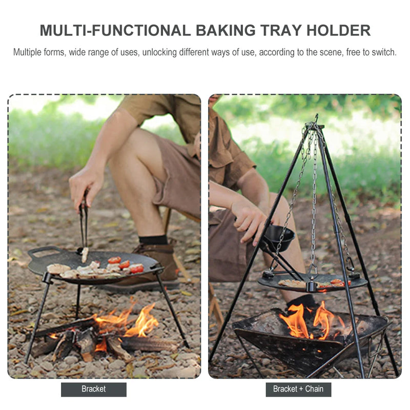 Dreibein-Grillgestell FireTrek TripodFlex | Höhenverstellbar & faltbar | Mit Kette & Tasche | Für Outdoor & Camping | 60 cm Kettenlänge