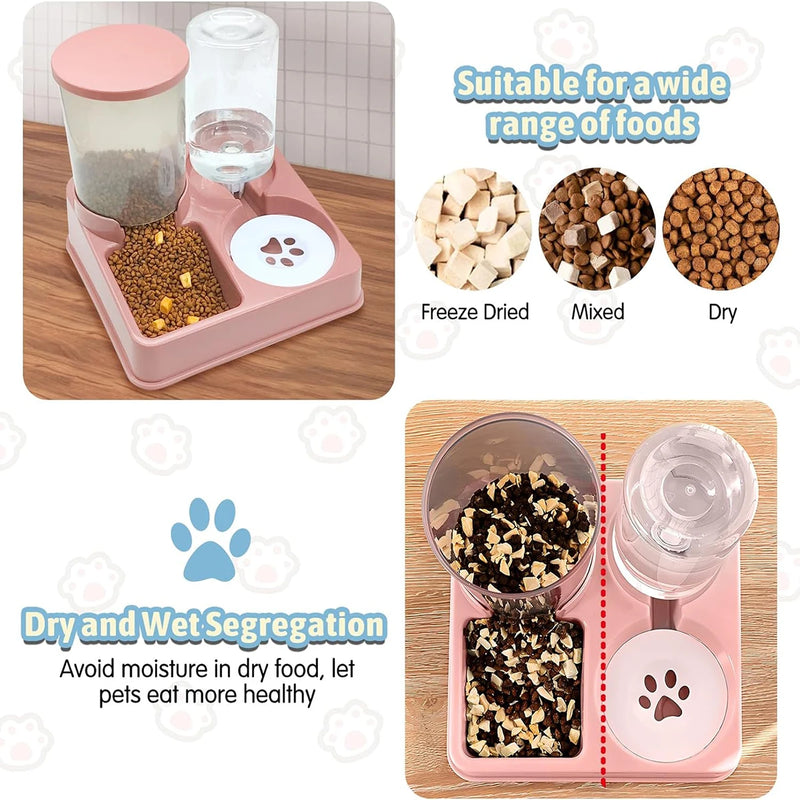 Katzen-Futterstation FeloFlow Duo | 2-in-1 Automat mit Schrägdesign | Schwerkraft-Futterspender & Wasserspender | Für Katzen & kleine Hunde