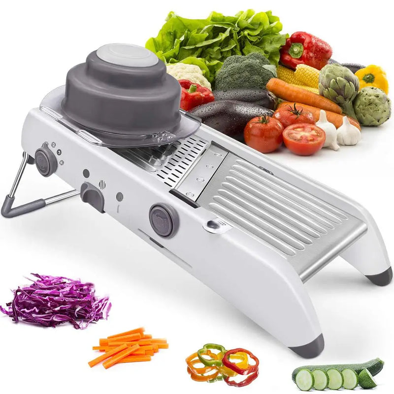 SchnittMeister 18-in-1 Mandoline Gemüsehobel | Verstellbar & Edelstahlklingen | Für Scheiben, Streifen & Julienne | Sicher & Vielseitig