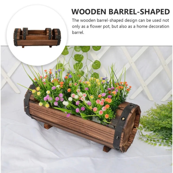 RusticBloom | Holz-Blumentopf | Vintage Pflanzgefäß für Sukkulenten & Mini-Pflanzen | Garten & Wohn-Deko | Naturlook