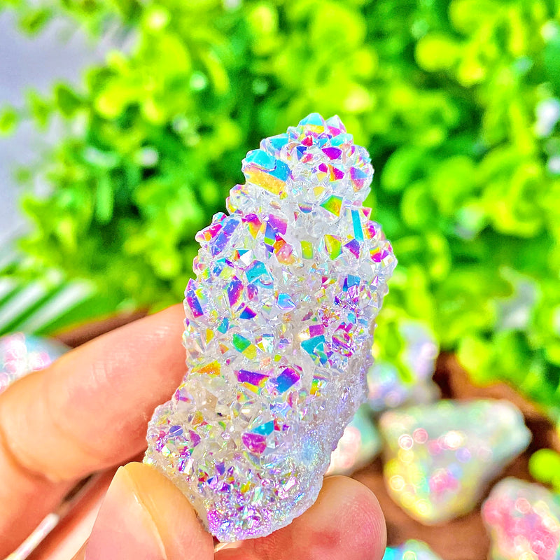 Naturstein-Cluster CrystalAura | Weißer Rohkristall | Deko- & Heilstein | ca. 3–6 cm