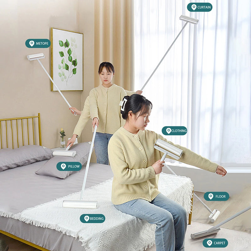 LintFlex Fusselroller mit Teleskopgriff | Extra Haftstark | Für Kleidung, Möbel & Autositze