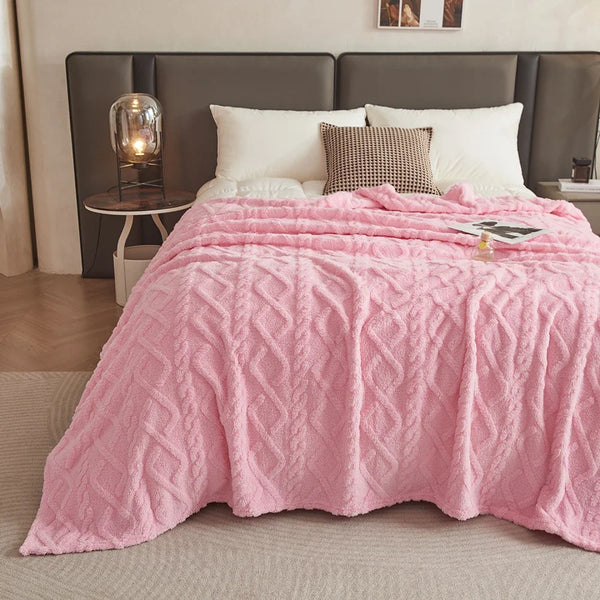 Veluto | Coral-Fleece-Decke | Beidseitig Jacquard | Geometrisches Muster | Dick & Kuschelig