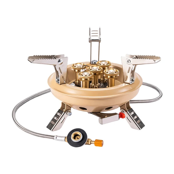 AlpineFlame Tragbarer Camping-Gaskocher Hochdruck 16 000 W mit Piezo-Zündung – Outdoor-Notkocher