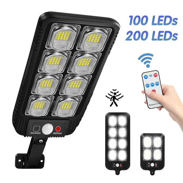Solarstrahler LUMISUN Pro | 100/200 LEDs | IP65 Wasserdicht | Bewegungsmelder & Fernbedienung