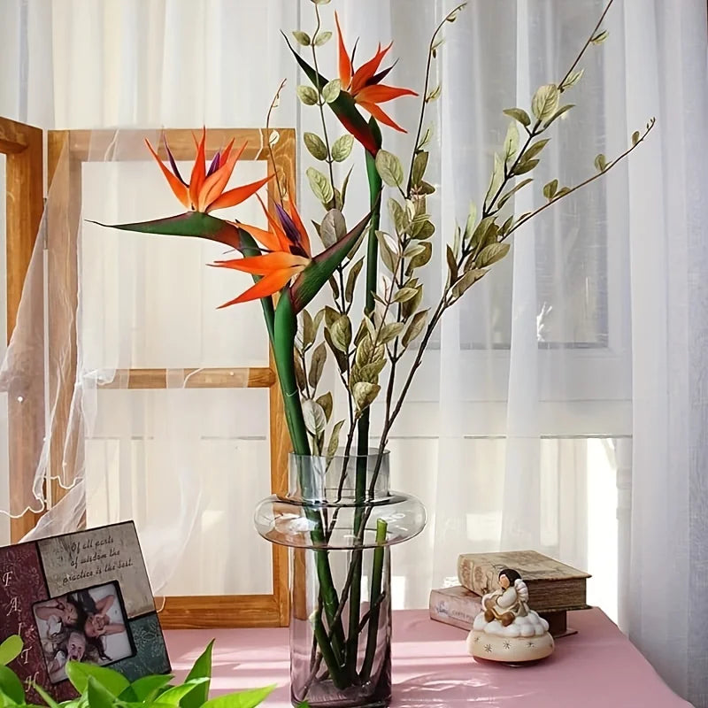 Floriva 3er Set Künstliche Strelitzien | Paradiesvogelblumen | 24.5 cm Lange Stiele | Deko für Zuhause, Büro & Events