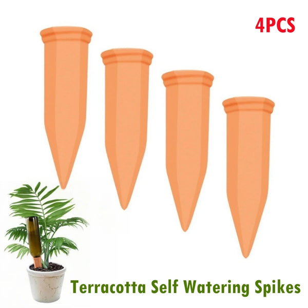 Bewässerungsspikes TERRAFINA | 4er-Set | Selbstbewässerung aus Ton | Für Innen- & Außenpflanzen | Urlaubsbewässerung