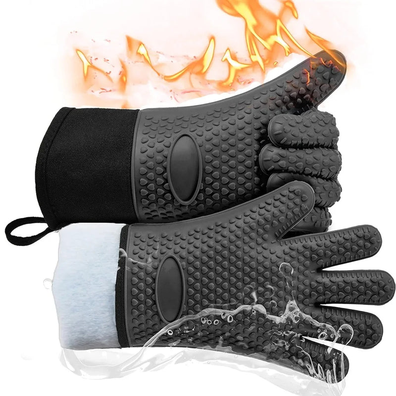 Griptermo Silikon Grillhandschuhe | Hitzebeständig bis 260 °C | Rutschfest & Wasserdicht | Mit Baumwollfutter