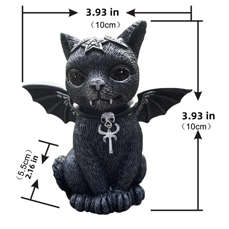 Schwarze Katzenfigur MystiCat | Handbemalte Hexenkatze | Resin-Skulptur 10 cm | Halloween & Deko