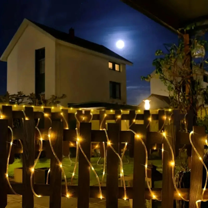 LumiRope Solar Solar-Lichterkette 7 m | 50 LED | Retro-Hanfseil mit 8 Lichtmodi | Wasserdicht & Solarbetrieben