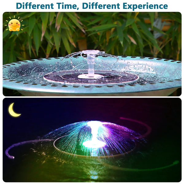 Solavera Solar Springbrunnen Pumpe 6,5W | Mit LED & 5000mAh Akku | 16 Düsen | Für Teich & Garten