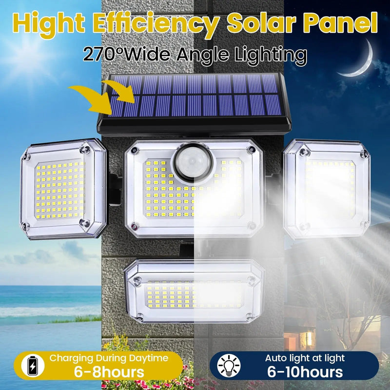Solora GuardLight Solar-Außenleuchte mit Bewegungsmelder 2000 LM | 333 LED, IP65, 270° Lichtstrahl
