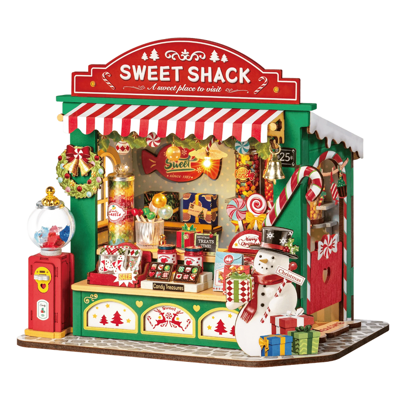 Luminovia | DIY Miniatur-Weihnachtshaus | Mit LED-Beleuchtung & Kamin | 7 × 7 × 9,5 cm | Bastelset für Erwachsene & Kinder | Geschenkidee Weihnachten